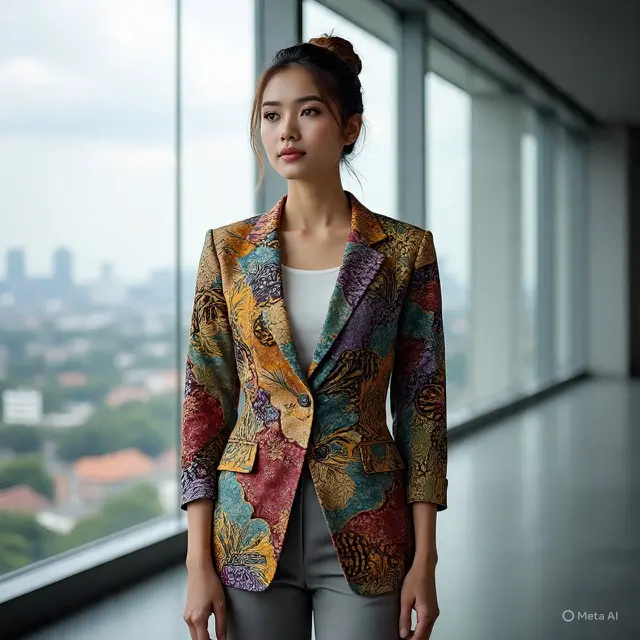 Blazer Batik Wanita Profesional