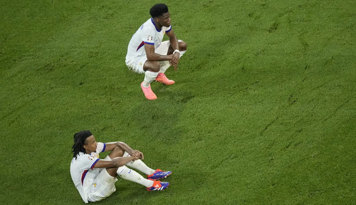 Prancis kalah meski sempat membuka keunggulan lebih dahulu melalui ayunan kepala Randal Kolo Muani (9').  (AP Photo/Ebrahim Noroozi)