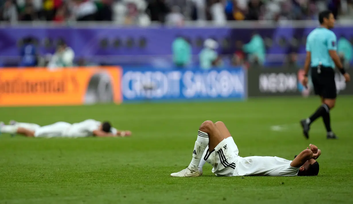 Skor 3-2 untuk Yordania menjadi hasil akhir pertandingan. The Chivalrous Ones lolos ke perempatfinal Piala Asia 2023 dan bakal bertemu Tajikistan. (AP Photo/Thanassis Stavrakis)