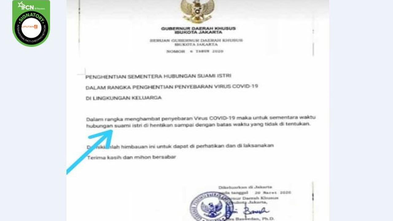 Gambar Tangkapan Layar Kabar Hoaks Tentang Surat Seruan Gubernur DKI Jakarta