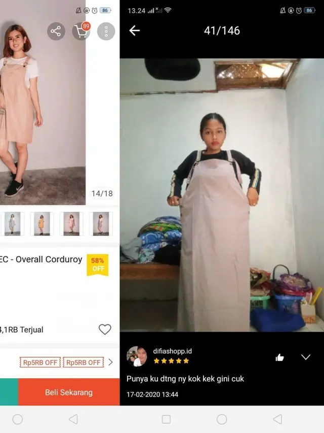 Testimoni Kocak Pembeli Saat Beli Baju Kebesaran di Online Shop, Bikin Ngakak. (Sumber: Instagram/@dramaolshop.id)