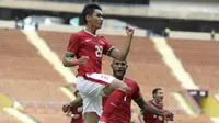 Selebrasi Septian David Maulana usai menjebol gawang Thailand di SEA Games 2017 yang berlangsung di Stadion Shah Alam, Malaysia (Bola.com/Vitalis Yogi Trisna)