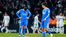 Pemain Real Madrid tampak lesu setelah ditaklukkan Albacete dengan skor 3-2 pada laga babak 16 besar Copa del Rey di Estadio Carlos Belmonte, Kamis, (15/1/2026).