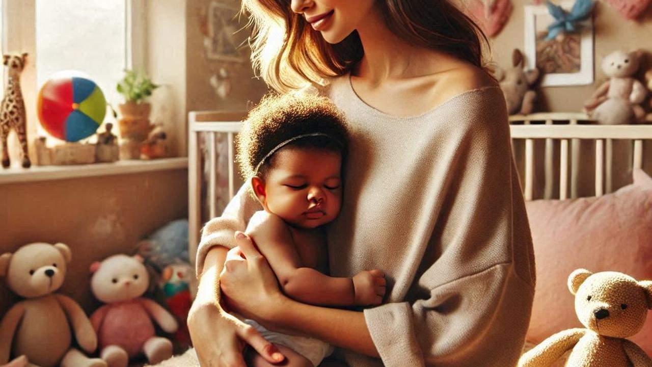 Sad Beige Mom and Baby