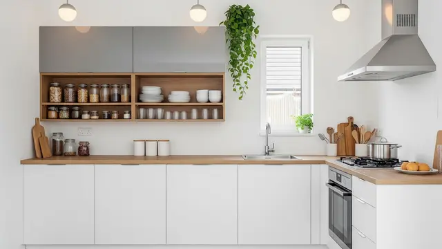 Inspirasi Dapur Hidup di Lahan Terbatas; Dapur L-shape dengan Meja Terbuka