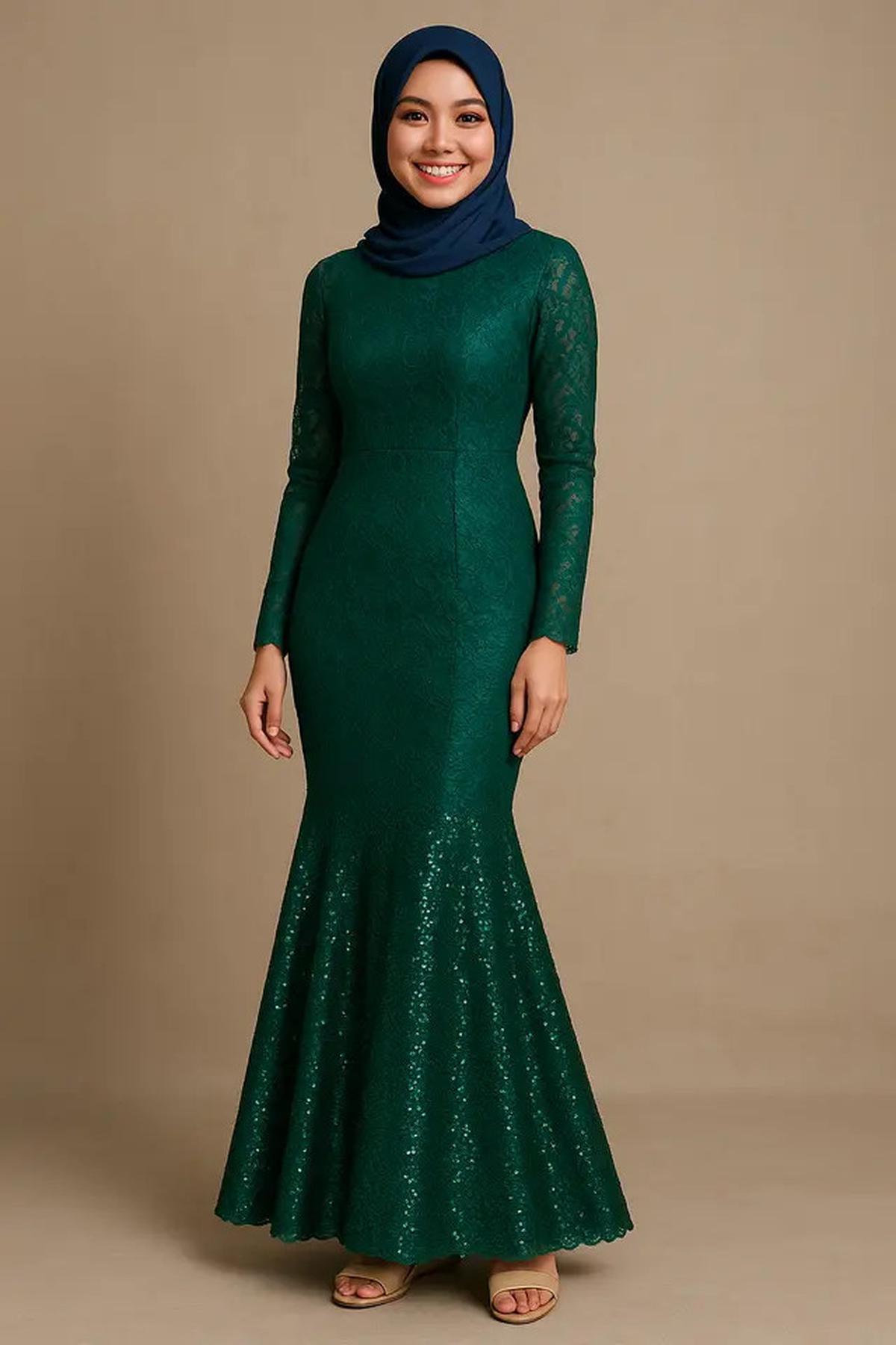 10 Model Long Dress Brokat Kombinasi Payet Terbaru, Stylish untuk Wanita Muda