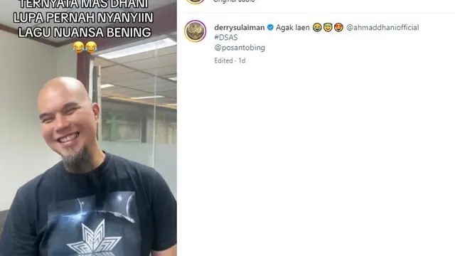 Ahmad Dhani lupa pernah bawakan hit Nuansa Bening. (Instagram.com/@derrysulaiman)