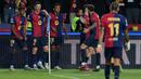Hingga akhir pertandingan skor 4-0 untuk keunggulan Barcelona tidak berubah. (LLUIS GENE/AFP)
