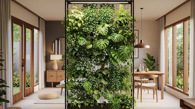 Desain Rumah Kecil dengan Tanaman Hias di Dinding