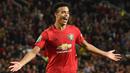 Mason Greenwood - Pemain muda berusia 18 tahun ini disebut-sebut bisa menyamai kehebatan Wayne Rooney pada masa mendatang. Striker hasil Akademi Manchester United ini berhasil menjawab keraguan fans Manchester United dengan performa apiknya. (AFP/Paul Ellis)