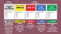 Infografis 5 Warna Surat Suara Pemilu 2019. (Liputan6.com/Triyasni)