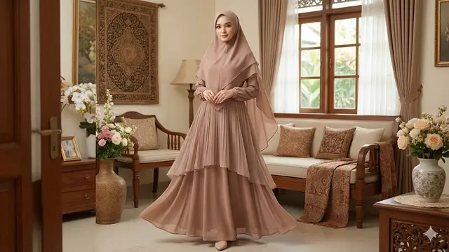 Tren Gamis Layer Modern Rok Depan Pendek untuk Lebaran