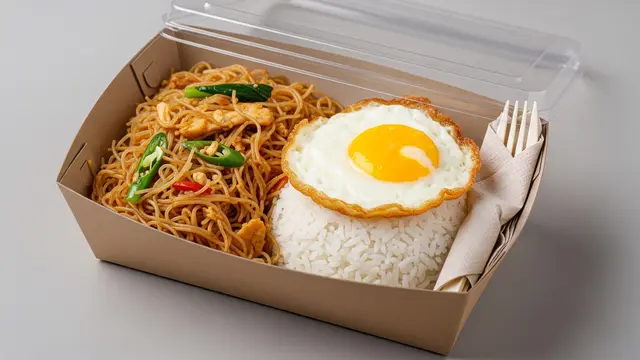 Nasi Putih Bihun Goreng Telur Ceplok Mini