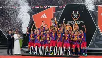 Foto: Suka Cita Para Pemain Barcelona setelah Meraih Gelar Back-to-Back Piala Super Spanyol