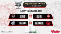 Jadwal dan Live Streaming MPL Indonesia Season 8 Pekan Ke-8 di Vidio, Jumat 1 Oktober 2021. (Sumber : dok. vidio.com)