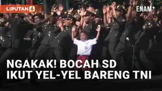 Upacara penutupan pendidikan TNI di Buleleng, Bali viral di media sosial. Seorang bocah tiba-tiba ikut selebrasi di antara anggota TNI. Dengan seragam SD, bocah itu tampak mencolok diantara anggota TNI lain.