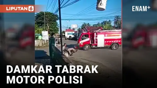 VIDEO: Mobil Damkar Tabrak Polisi Hingga Terpental di Gorontalo