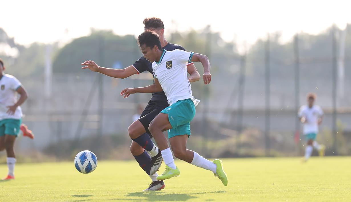 Hingga babak pertama usai Timnas Indonesia U-20 masih belum mampu menyamakan skor. (Dok. PSSI)