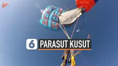 Insiden menegangkan terjadi pada pria ini saat terjun payung. Secara tiba-tiba parasutnya kusut di atas udara.