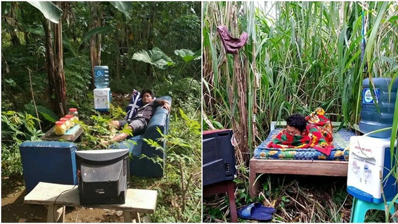 6 Potret Pemuda Tidur di Kebun Ini Bikin Tepuk Jidat
