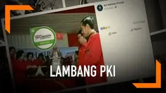 Beredar foto Presiden Joko Widodo dan Ketua Umum PDI Perjuangan Megawati Soekarnoputri tengah memotong tumpeng di atas meja berlogo PKI.