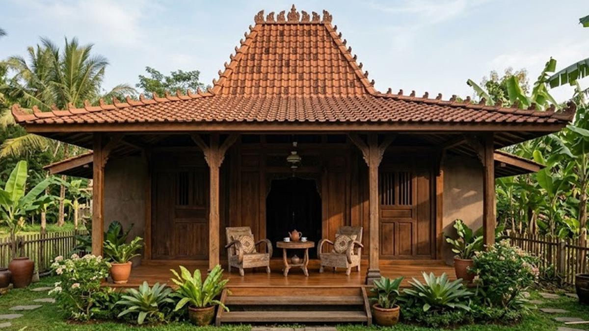 7 Contoh Rumah Joglo Sederhana dengan Teras dan Taman untuk Hari Tua, Desain Adem Bikin Betah