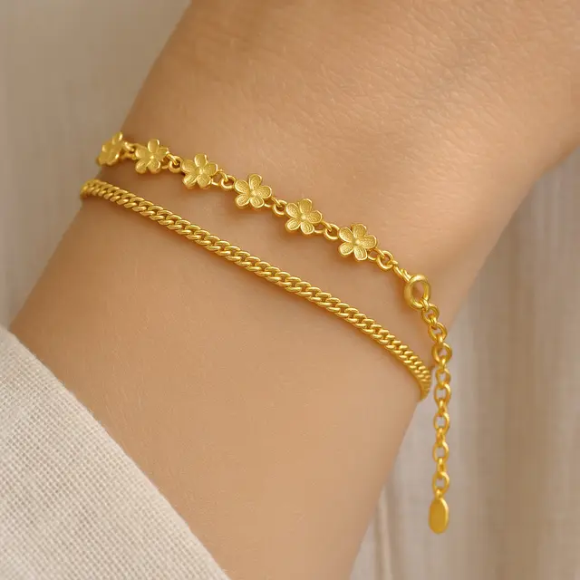 Model Gelang Emas 2 Layer Elegan untuk Ibu-ibu 40 Tahun ke Atas