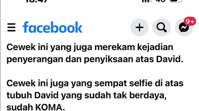 Cuitan seputar dugaan penganiayaan yang melibatkan AG, Mario Dandy Satrio, dan David. (Foto: Dok. Facebook)