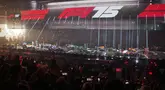 Acara peluncuran tim Formula 1 yang bertajuk 'F1 75' di O2 Arena, London, Selasa (18/02/2025). (AP Photo/Kin Cheung)