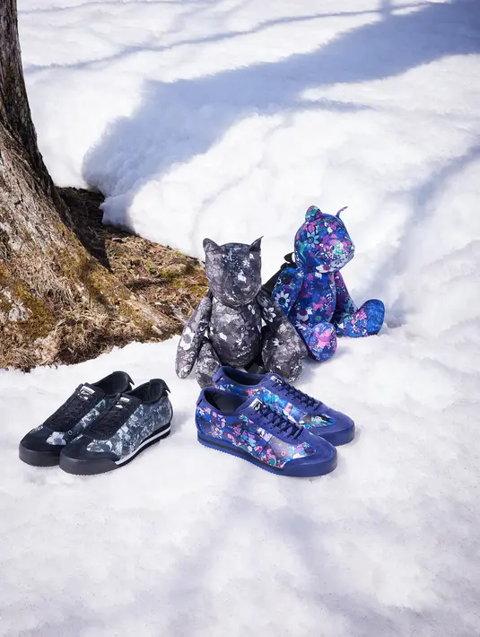 Grafis tekstil yang dihadirkan oleh nowartt mencampurkan 2 konsep, yaitu now art textile, yaitu seni yang membuatmu hadir di masa kini dan no war textile, yaitu seni yang membuatmu merasakan kedamaian. Foto: Document/Onitsuka Tiger.