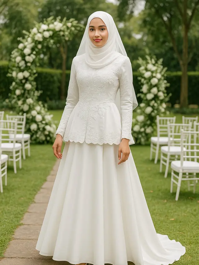 Model Kebaya Islami Bernuansa Putih yang Anggun untuk Akad Pernikahan