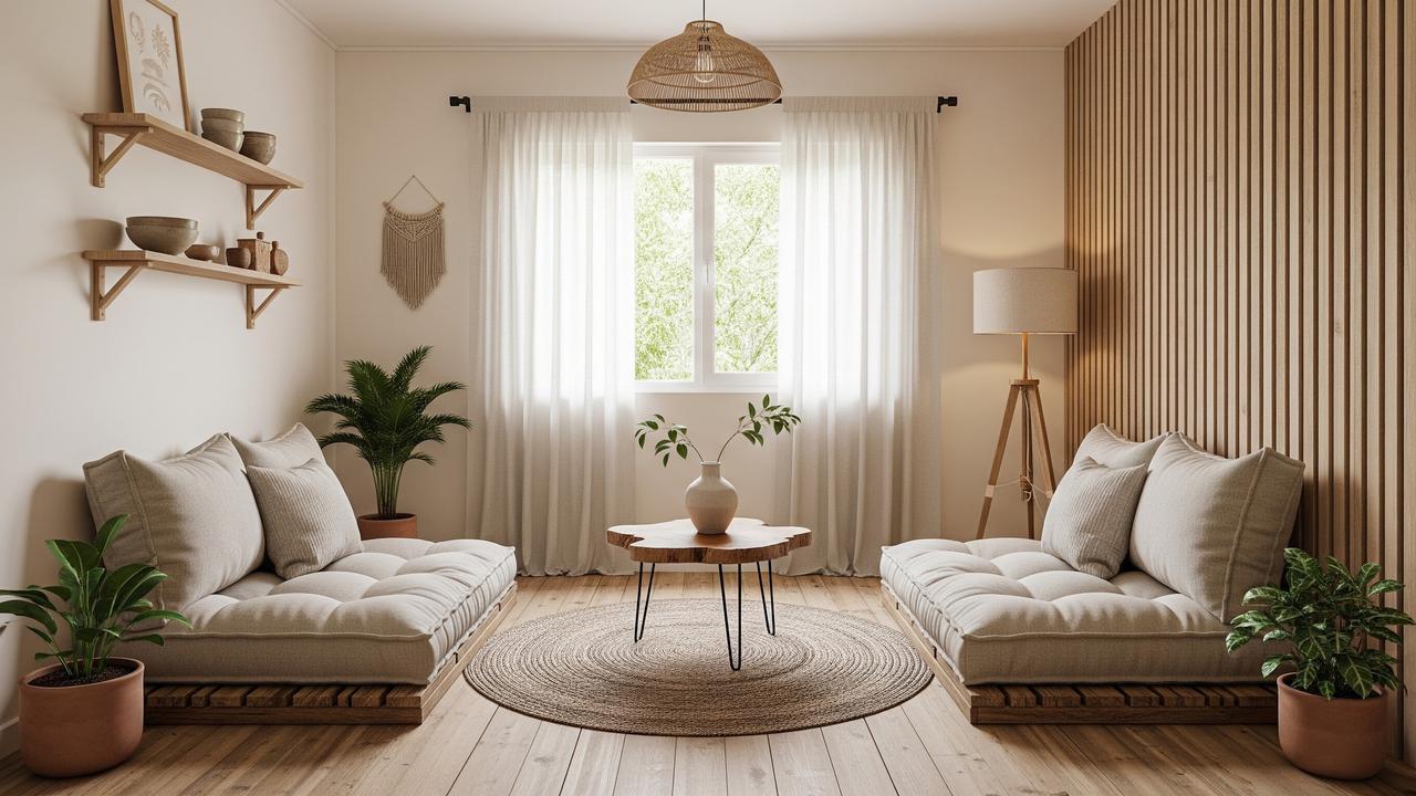 Desain Ruang Tamu Kecil Minimalis Tanpa Sofa di Rumah Sederhana/Gemini AI