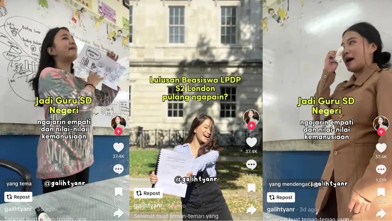 Galih Sulistyaningra, Lulusan Beasiswa LPDP yang Menjadi Guru SD Negeri. Dia Merampungkan Pendidikan S2 di London dan Ini Merupakan Upayanya Dalam Mencerdaskan Anak Bangsa (Foto: @galihtyanr)