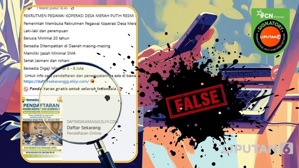 Cek Fakta: Tidak Benar Ini Link Pendaftaran Rekrutmen Pegawai Koperasi Merah Putih 2026