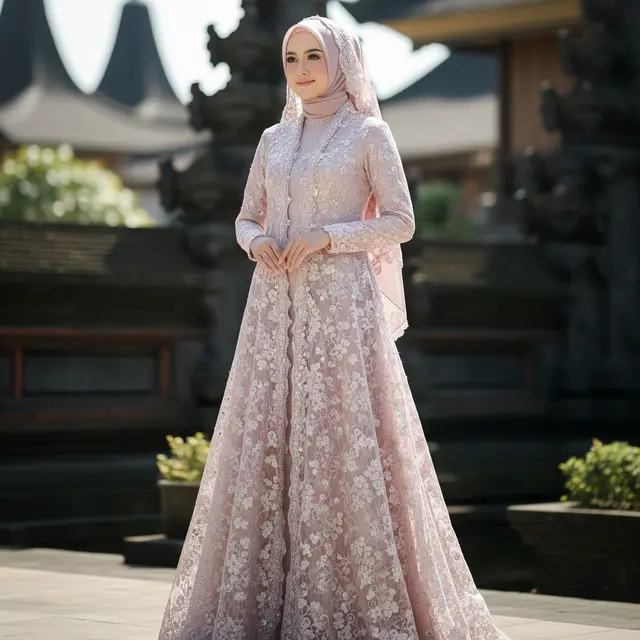 9 Model Gamis Kombinasi Brokat Organza, Pilihan Anggun dan Glamor