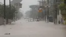 Kendaraan terjebak banjir di Sao Paulo, Brasil, Senin, (10/2/2020). Hujan deras yang membanjiri kota, menyebabkan pinggir sungai utama meluap. (AP Photo/Andre Penner)