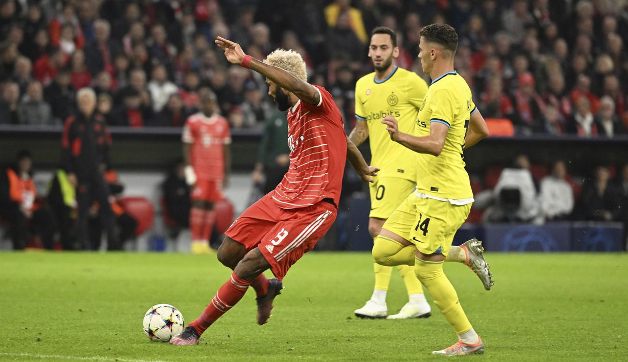 Sementara itu, Eric Maxim Choupo-Moting berhasil menggandakan keunggulan The Bavarian pada menit ke-72. Tendangannya dari kotak penalti berhasil membobol gawang yang dijaga oleh Andre Onana. (AP/DPA/Sven Hoppe)