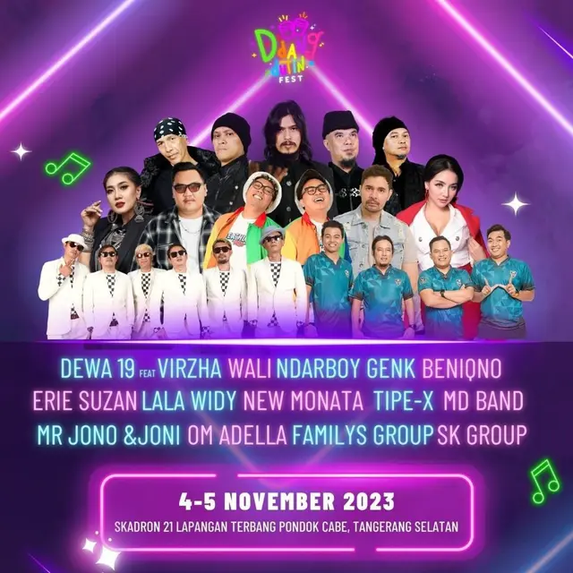 Dangdut Lintas Generasi D'Dangdutin Fest akan digelar 4-5 November 2023 mendatang di Lapangan Terbang Skadron 21 Pondok Cabe, Tangerang Selatan. 