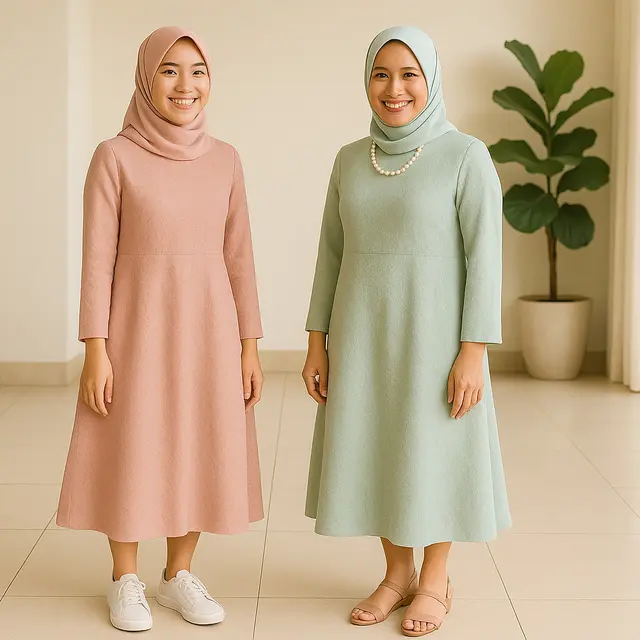 Model Gaun Potongan A-Line untuk Wanita Muda hingga 40 Tahun/via AI