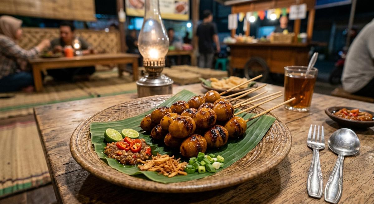 Ilustrasi resep sate telur puyuh angkringan