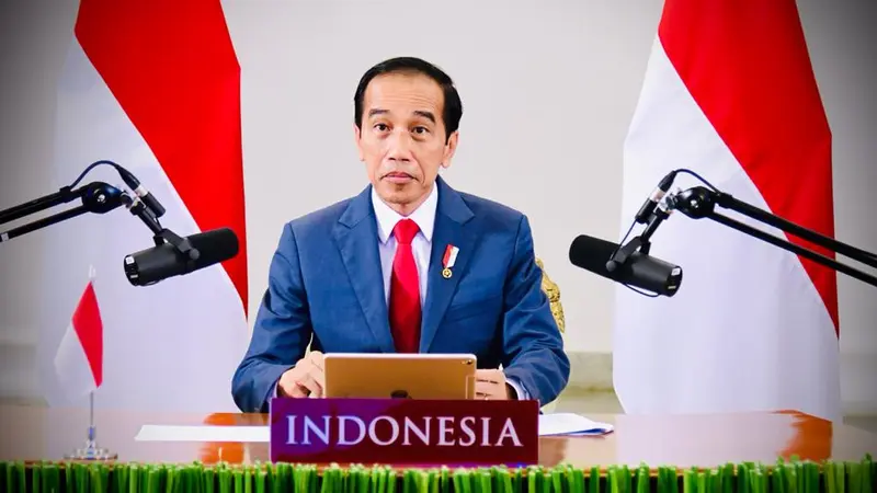 Presiden Jokowi saat menghadiri acara World Economic Forum (WEF) 2020 secara virtual dari Istana Kepresidenan Bogor, Jawa Barat, Rabu, 25 November 2020.