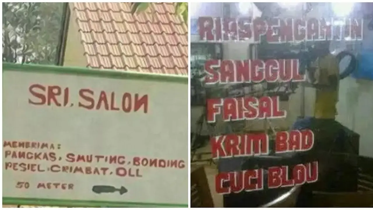 6 Potret Salah Tulis Bahasa Inggris di Spanduk Salon Ini Bikin Tepuk Jidat