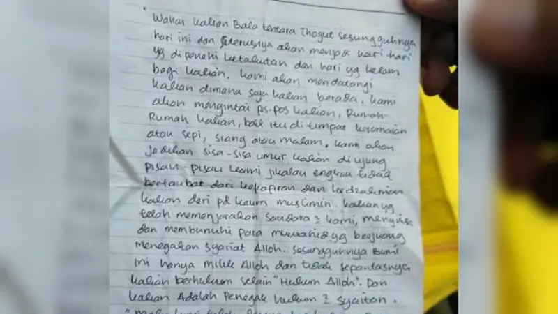 Surat terduga teroris