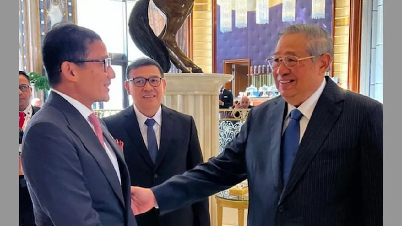 Menteri Pariwisata Ekonomi Kreatif (Menaprekraf) Sandiaga Uno bertemu dengan \ Presiden RI ke-6 Susilo Bambang Yudhoyono saat melakukan kunjungan kerja  ke Arab Saudi. (istimewa)