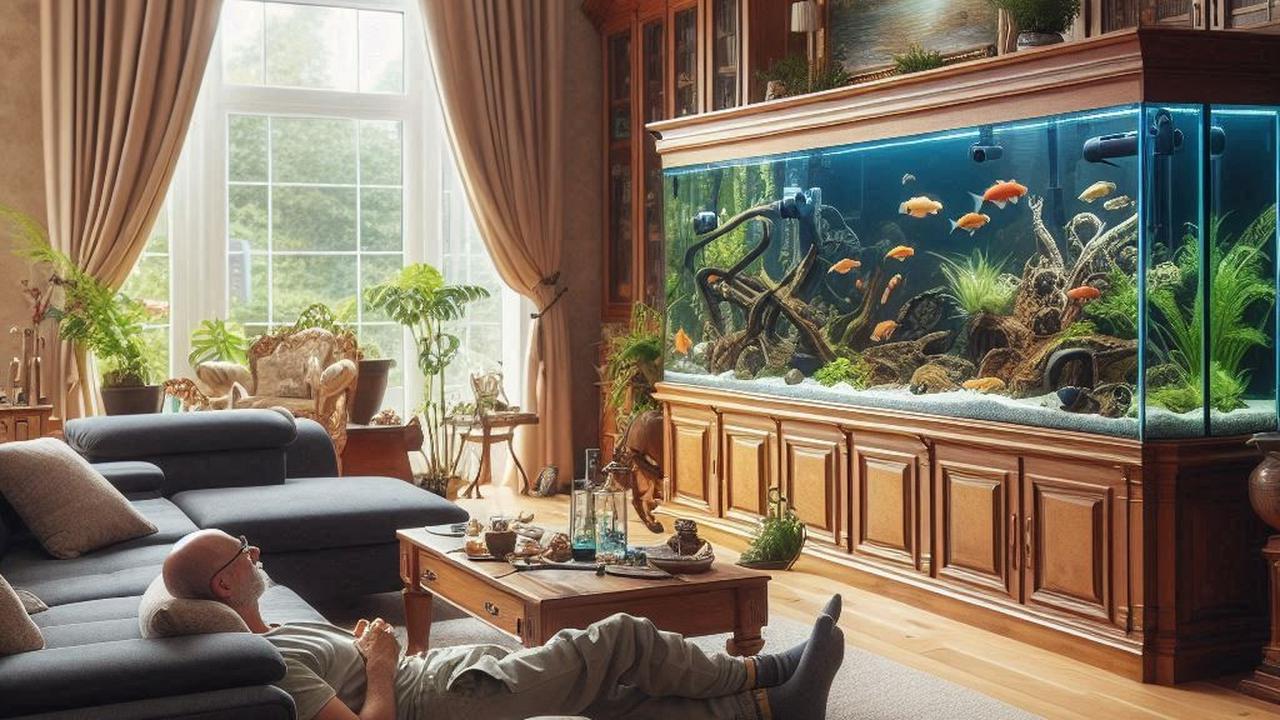 Ilustrasi Rumah dengan Akuarium