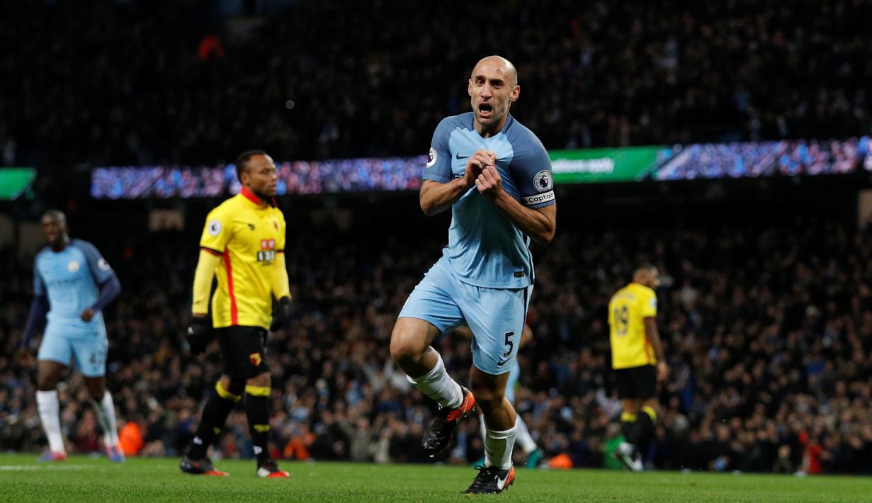 Manchester City meraih kemenangan 2-0 atas Watford dalam laga pekan ke-16 Premier League 2016-2017 di Stadion Etihad, Rabu (14/12/2015) waktu setempat. (Reuters/Phil Noble)