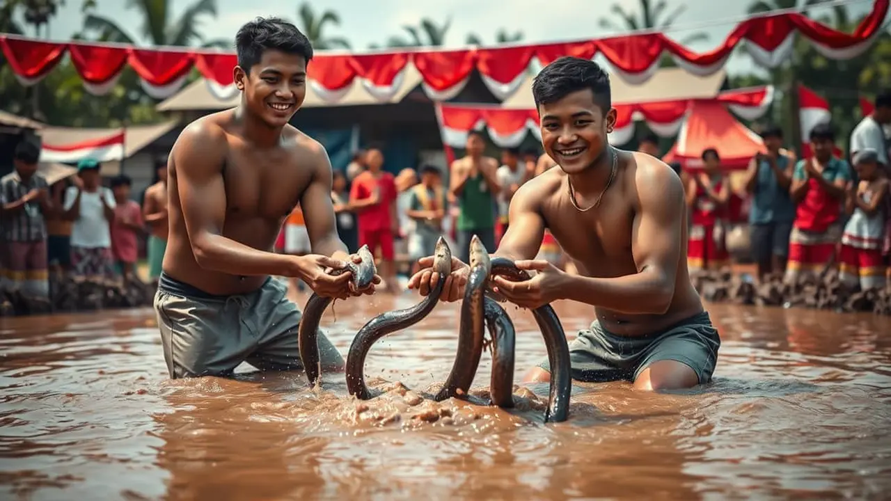 trik lomba menangkap belut