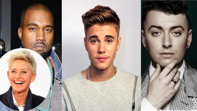 Kanye West, Justin Bieber, Ellen DeGeneres, dan Sam Smith