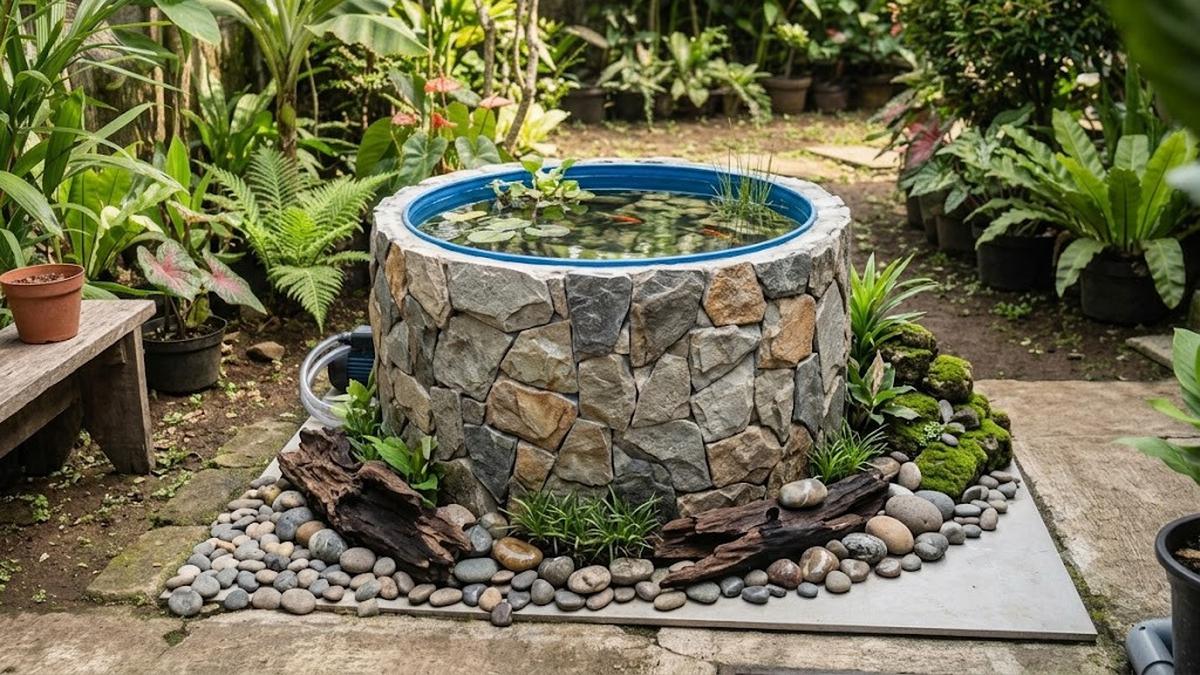 Cara Membuat Kolam Mini dari Tandon Bekas, Solusi Hemat untuk Mempercantik Halaman Rumah