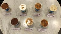 Tujuh&nbsp;varian minuman baru Nusa Rasa Oat Series hasil kolaboarasi&nbsp;Djournal Coffee X Swara Gembira. (Liputan6.com/Asnida Riani)